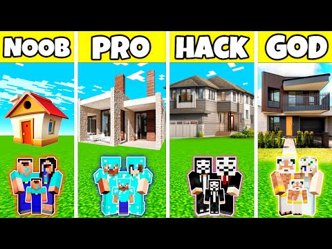 Noobas - Minecraft - Minecraft Battle : Modern Dream House Build Challenge - Noob vs pro vs hacker vs god