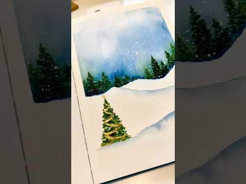 Holiday landscape in watercolor