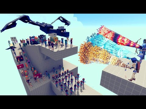 100x MINECRAFT ARMY + GIANT DRAGON vs 3x EVERY GOD - Totally Accurate Battle Simulator TABS