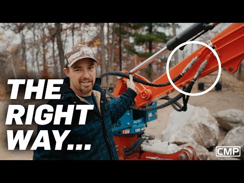Part of a video titled How To Release Pressure on Excavator Hydraulics - YouTube