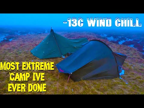 Extreme Camping on a Mountain Top with Gale Force Winds + Rain