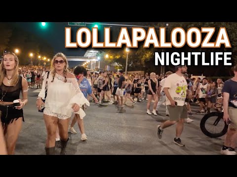 Nightlife In Chicago After Lollapalooza Features Concert Attendees On Sunday | August 3, 2025 | 4K