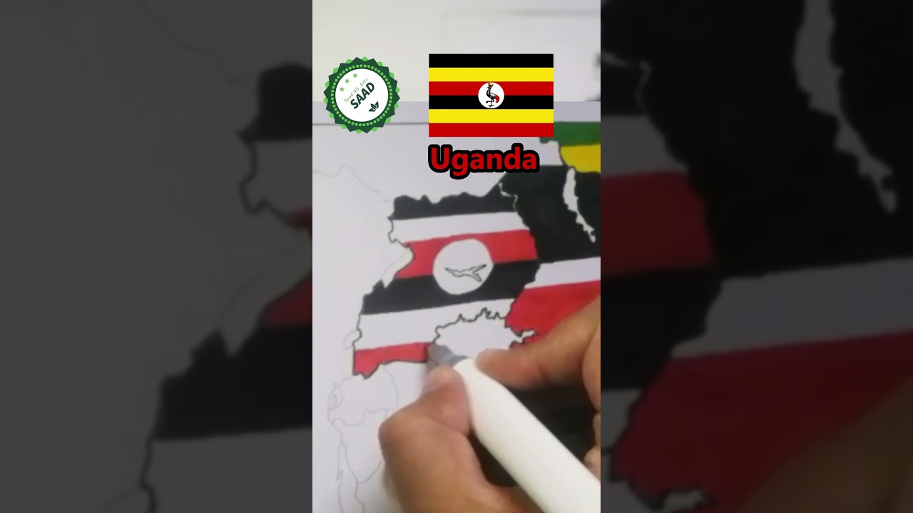 Uganda flag map drawing 🇺🇬 | Mchoro wa ramani ya bendera ya Uganda