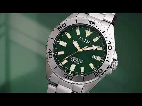 Alba Active AS9Q41X1 Men Green Dial Stainless Steel Strap-1