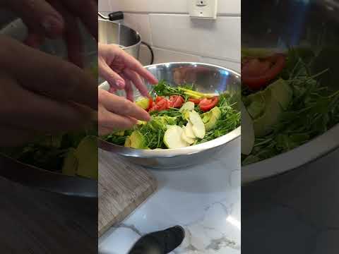 Healthy Salad with Octopus 🐙 ( arugula, tomato, Avocado,cheese, pear, sauce )