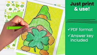 St. Patrick's Day One and Four Quadrant Coordinate Plane Graphing Mystery Pictures Worksheets