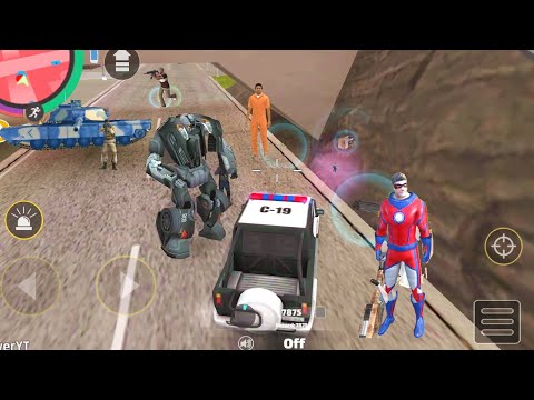 Rope Hero: Vice Town (Red Superhero Fight Car Robot) BD 100 Machine vs Tank - Android Gameplay HD