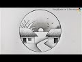 ⭕How to draw a Village 💚Nature Scenery in Circle⭕ Pencil Drawing