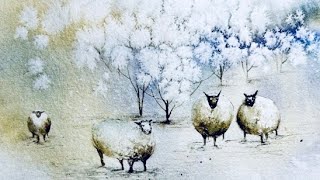 How to Paint Sheep in a Snowy Landscape | Easy Winter Watercolor Painting