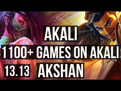 AKALI vs AKSHAN (MID) | 3/0/4, 2.5M mastery, 1100+ games | KR Master | 13.13