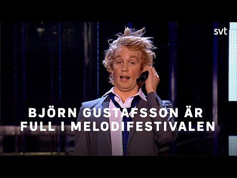 Björn Gustafsson är full i Melodifestivalen 2008 | SVT