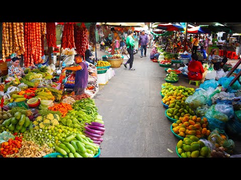 Amazing Cambodian food market scenes, massive food tour, Chbar Ampov market