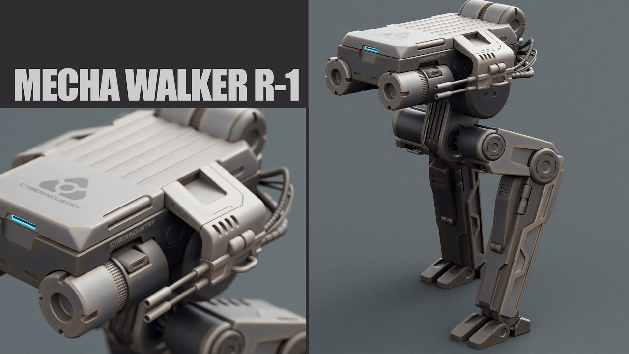 Mecha Walker R-1 Rigged 3D Model