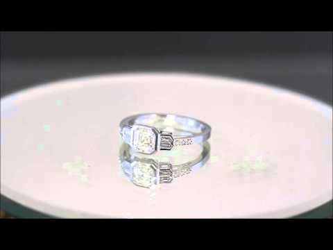 EGL USA 14K White Gold Asscher Cut Diamond Engagement Ring Bezel Set 1.40ct - ASW - 827N