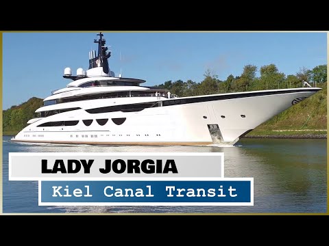115m Superyacht LADY JORGIA travels the Kiel Canal