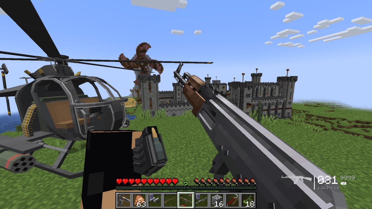 I Destroyed a Pillager Mansion Using Modern Military Guns + All Mod Links