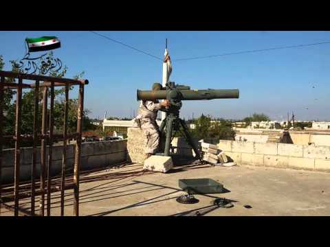 استهداف تركس لقوات النظام بصاروخ تاو من قبل الفرقة الوسطى في بانص في محافظة حلب