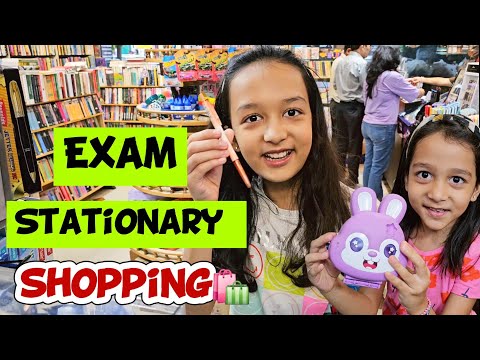 EXAM STATIONARY Shopping 🛍✏️👝🖍🤩 | School Stationary | Shopping Vlog | Aayu and Vanu