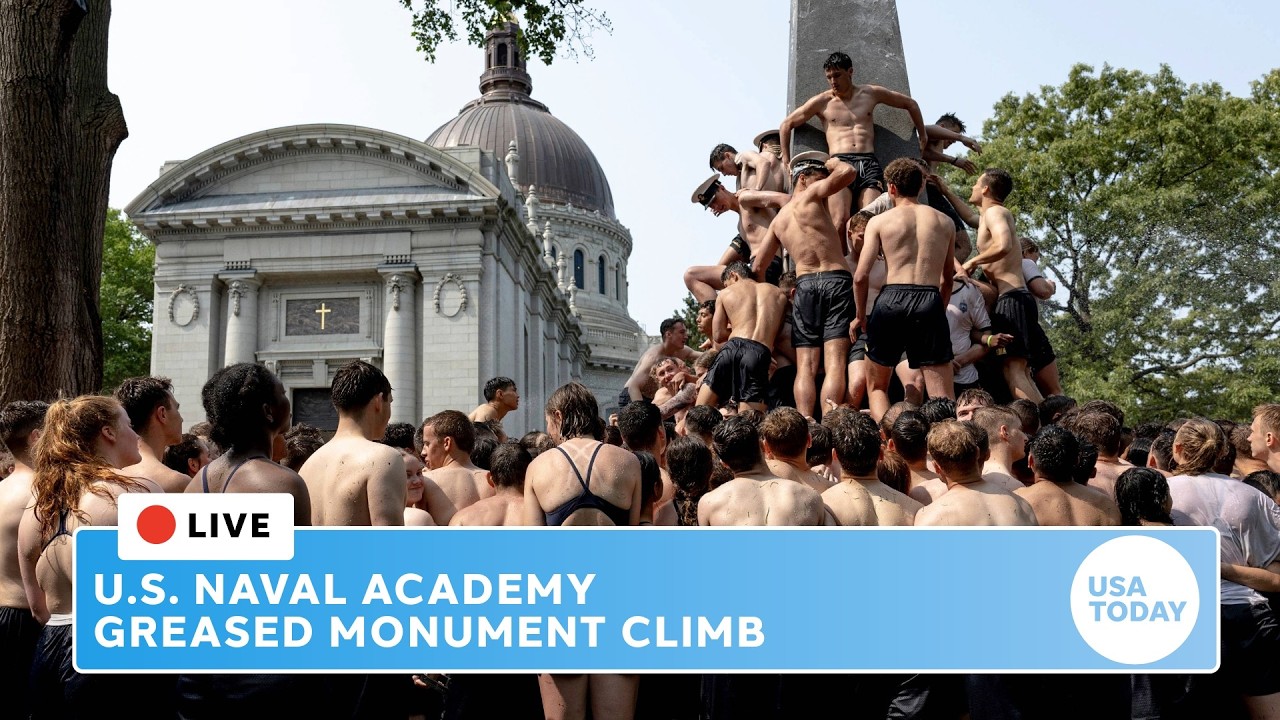 Live: 2026 Naval Academy Herndon Monument Climb sees plebes tackle greasy ritual