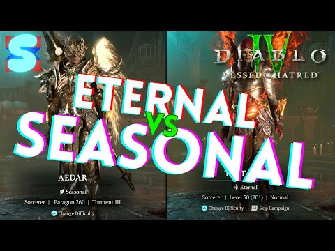 Seasonal vs. Eternal Realm in Diablo 4 Vessel of Hatred \\ What do I get to keep?