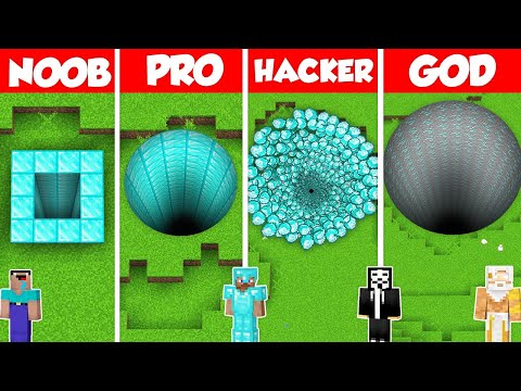 DIAMOND TUNNEL HOUSE BUILD CHALLENGE - Minecraft Battle: NOOB vs PRO vs HACKER vs GOD / Animation