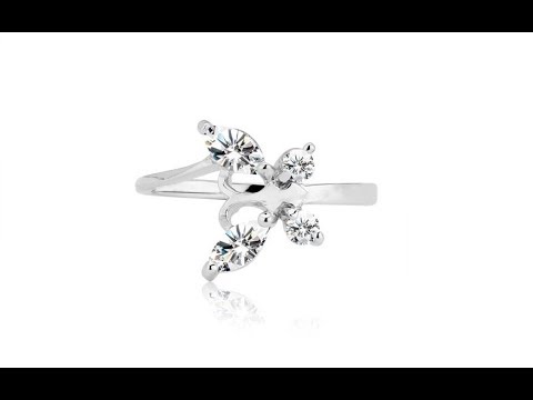 Biżuteria - Pierścionek ze srebra 925 - cyrkoniowy motyl z czułkami