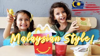 1st TIME EVER Eating McDonald's Meals! Malaysian Version (Nasi Lemak McD, Bubur Ayam)