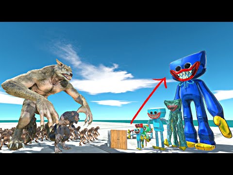 Mutant Werewolf Team Rescues Huggy Wuggy Evolution and Fight - Animal Revolt Battle Simulator