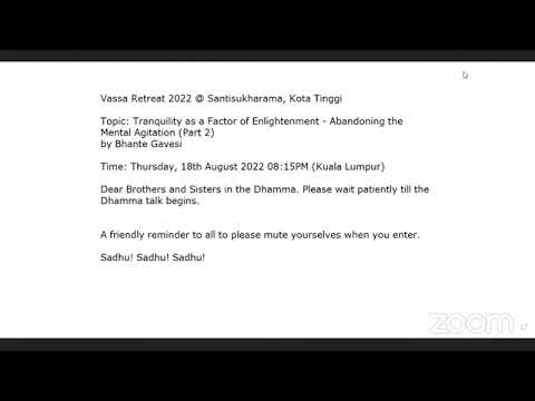 Tranquility as a Factor of Enlightenment | Part 2 | Abandoning the Mental Agitation