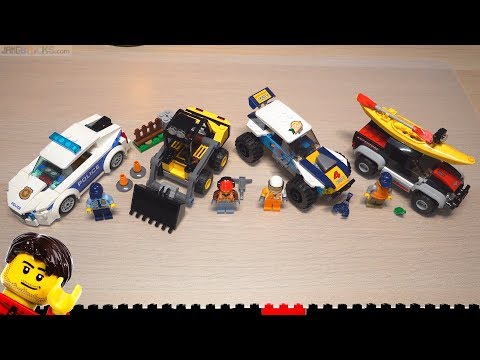 Builds ⏩ LEGO City Kayak Adventure, Construction Loader, Police Patrol Car, and Desert Rally!
