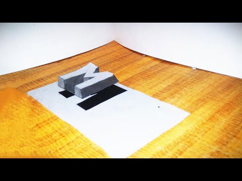 How to draw 3D letter "M" || How to draw 3D Floating Letter "M" || Step by step 3D letter "M" ||
