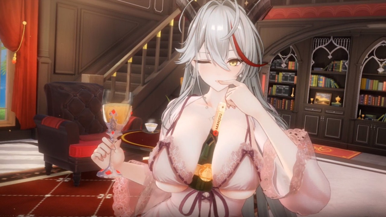 I gifted Ägir a tulip glass… and things got wild 🍷💝 | Azur Lane private quarters