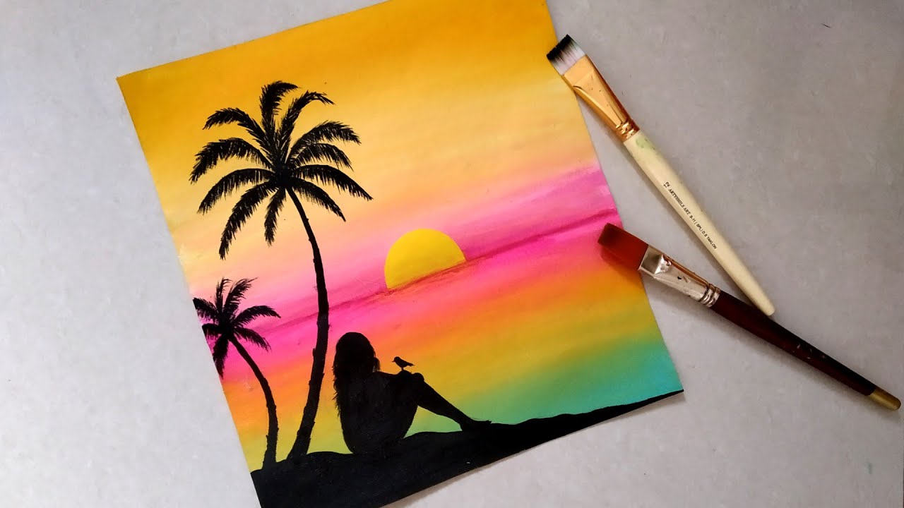 Acrylic Painting Landscape Tutorial by Priya Art Studio