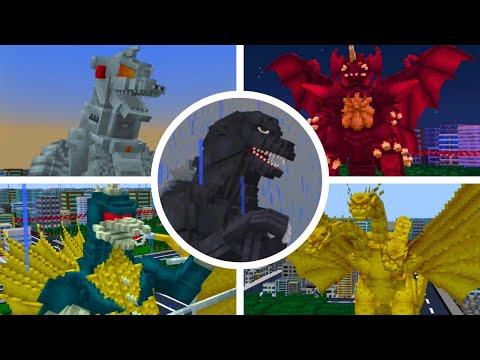 Minecraft Godzilla DLC - All Bosses/All Boss Fights (PC, Nintendo, Mobile, PS4, Xbox)