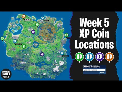 All XP Coin Locations - Fortnite season 4 chapter 2 (Week 5)*EASY TO FOLLOW*