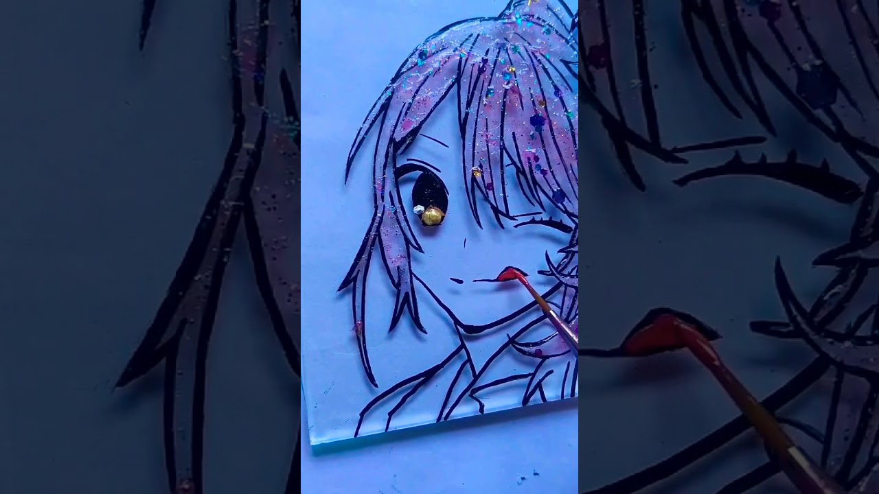 hori and miymura glitter glass painting||horimiya|| glitter glass art#shorts #horimiya #anime