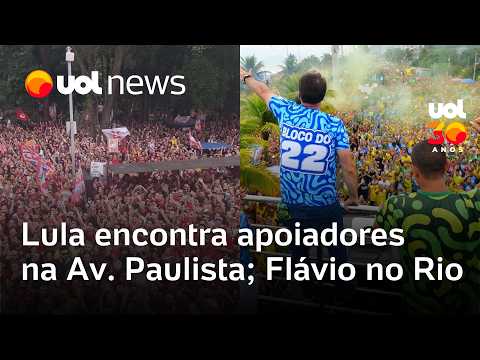 Lula se encontra com apoiadores na Av. Paulista enquanto Flávio Bolsonaro faz ato no Rio de Janeiro