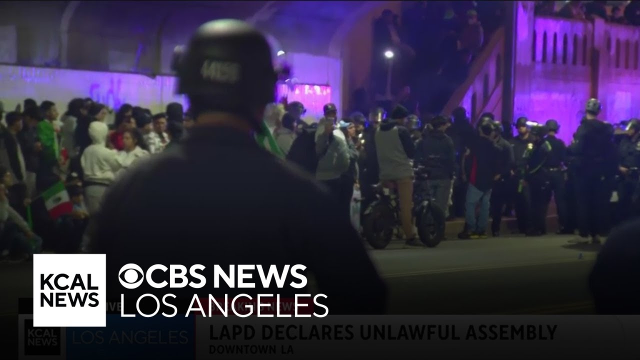 Hundreds detained as daylong protests over immigration rights continues in downtown LA