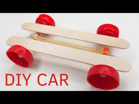 How to Make a Mini Rubber Band Car / Simple Science Project Idea / DIY Toy Car at Home