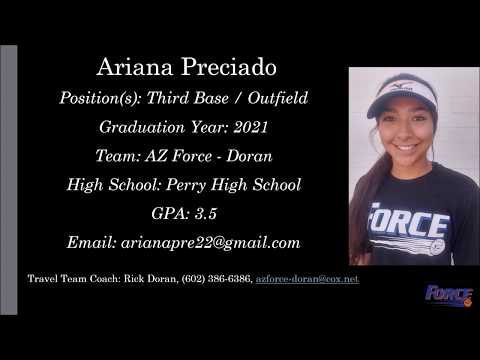 Ariana Preciado Softball Skills Video - 2021 3B Outfield