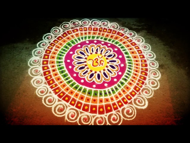Colorful aripan rangoli design for festivals