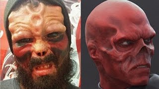 Man Takes Off Nose & Tattoos Eyeballs To Look Like Red Skull