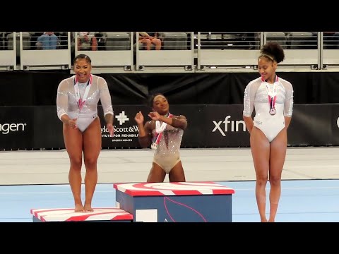 Simone Biles dances on the podium as she wins Uneven Bars Title 🥇- US Championships 2024