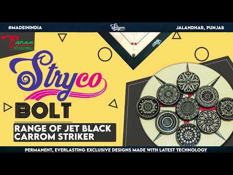 STRYCO BOLT RANGE Jet Black Carrom Strikers