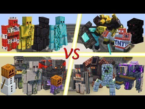 Minecraft Golems Battle royale! Minecraft mob battle!