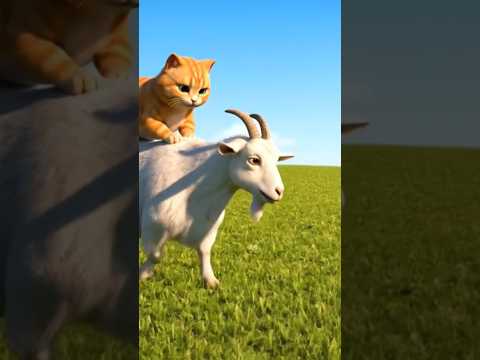Funny Cat and Goat Playing with Water#shorts