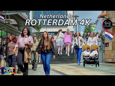 Rotterdam Netherlands Walking Tour (4k hdr 60 fps)