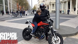 Kids reaction starting the Husqvarna Nuda 900R