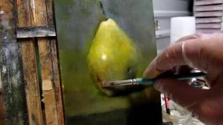 Grisaille painting tutorial Part II - Pear Still Life Demo oil painting