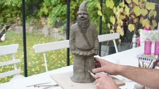 How to sculpt in clay in one piece. Easy DIY garden elf!